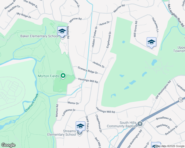 map of restaurants, bars, coffee shops, grocery stores, and more near 1530 Scenery Ridge Drive in Pittsburgh
