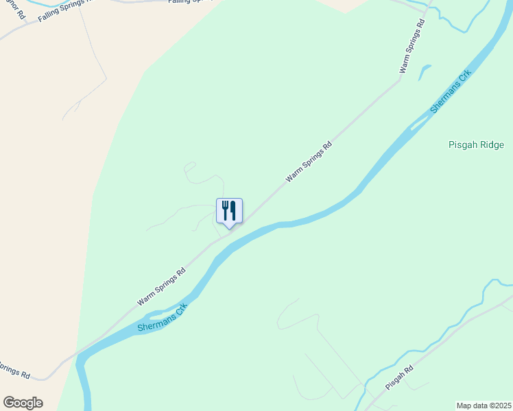 map of restaurants, bars, coffee shops, grocery stores, and more near 565 Warm Springs Road in Landisburg