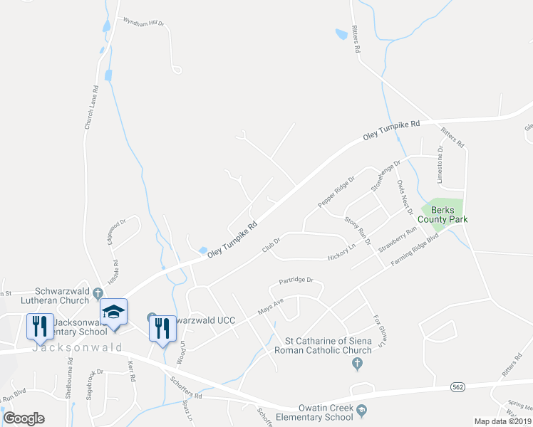 map of restaurants, bars, coffee shops, grocery stores, and more near 4947 Oley Turnpike Road in Reading