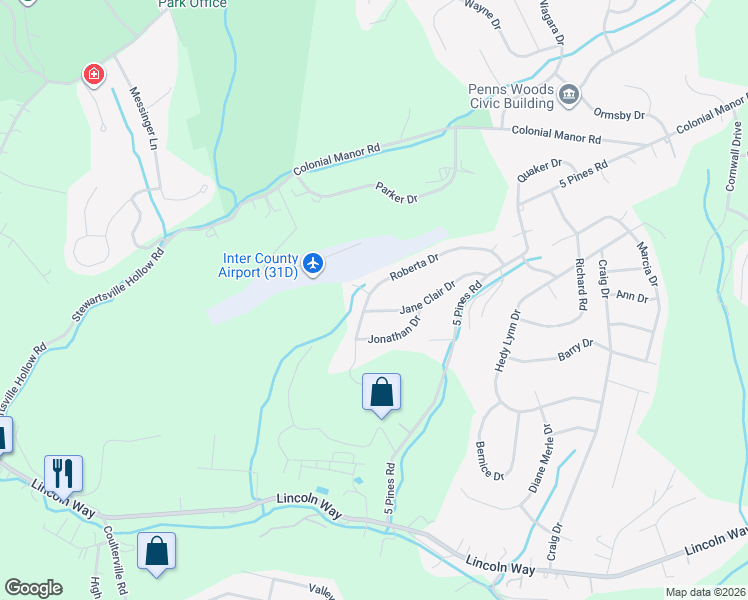 map of restaurants, bars, coffee shops, grocery stores, and more near 14361 Jane Clair Drive in Irwin