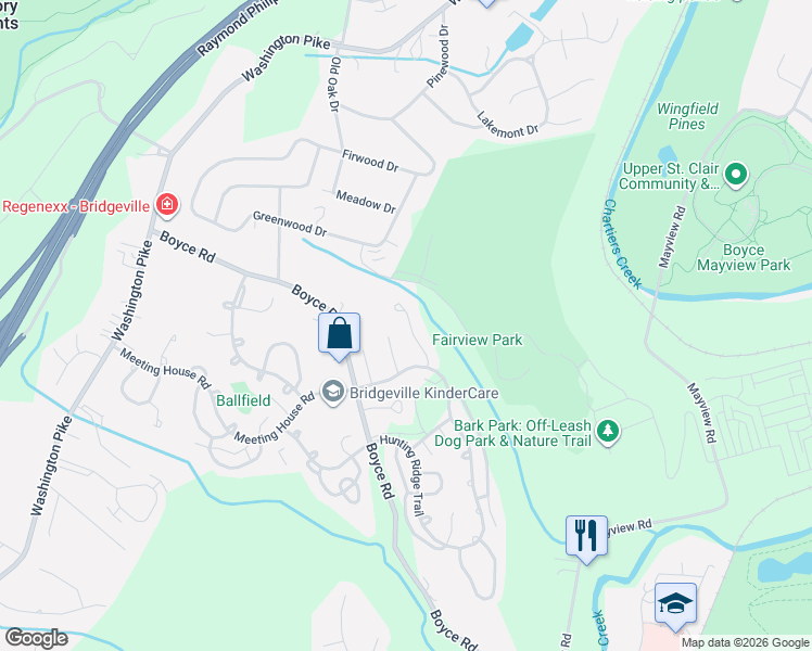 map of restaurants, bars, coffee shops, grocery stores, and more near 2880 Willowick Court in Bridgeville
