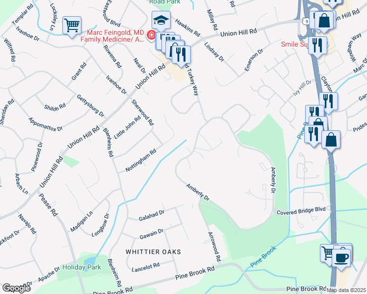map of restaurants, bars, coffee shops, grocery stores, and more near Unnamed Road in Manalapan Township