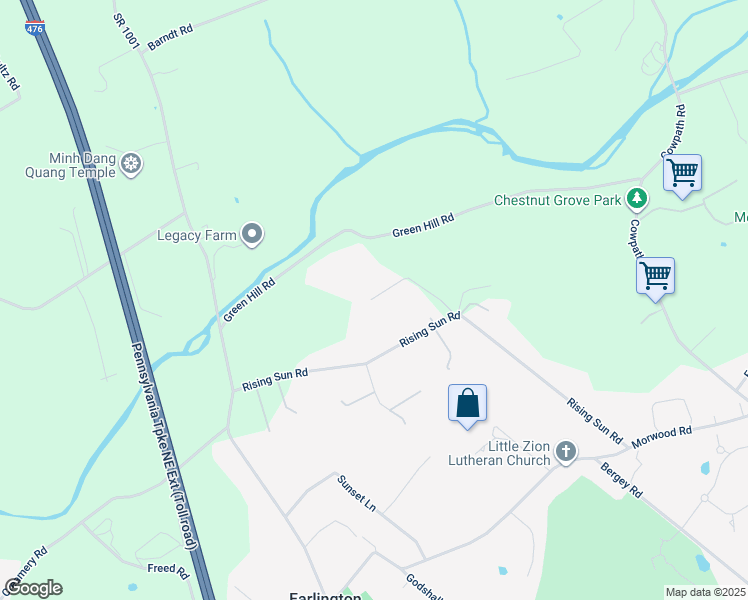map of restaurants, bars, coffee shops, grocery stores, and more near 839 Rising Sun Road in Telford