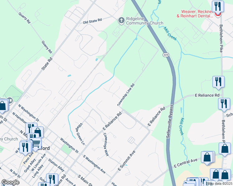 map of restaurants, bars, coffee shops, grocery stores, and more near 223 Stone Hearth Lane in Telford