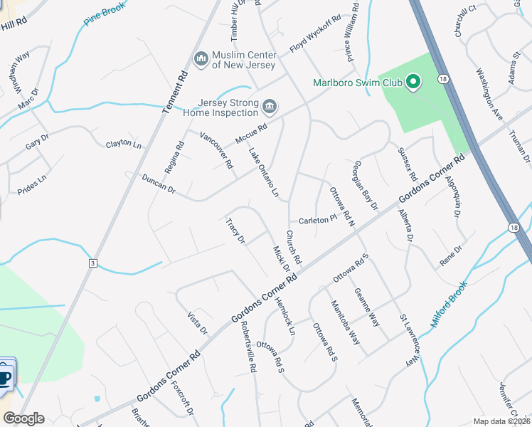 map of restaurants, bars, coffee shops, grocery stores, and more near 136 Micki Drive in Marlboro Township