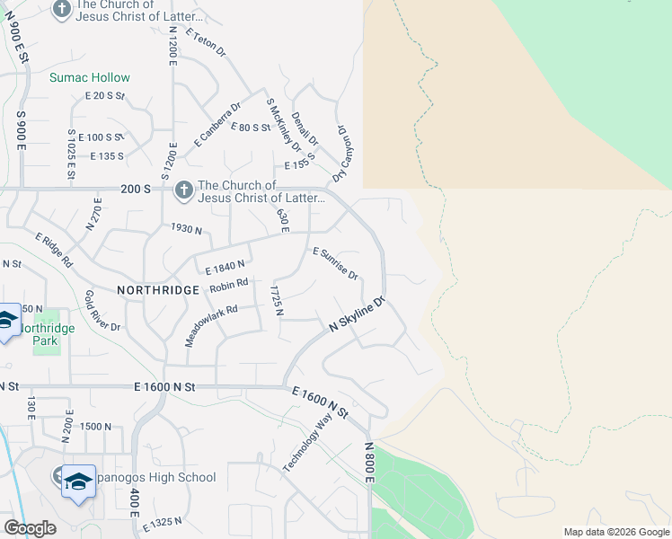 map of restaurants, bars, coffee shops, grocery stores, and more near 744 East Sunrise Drive in Orem