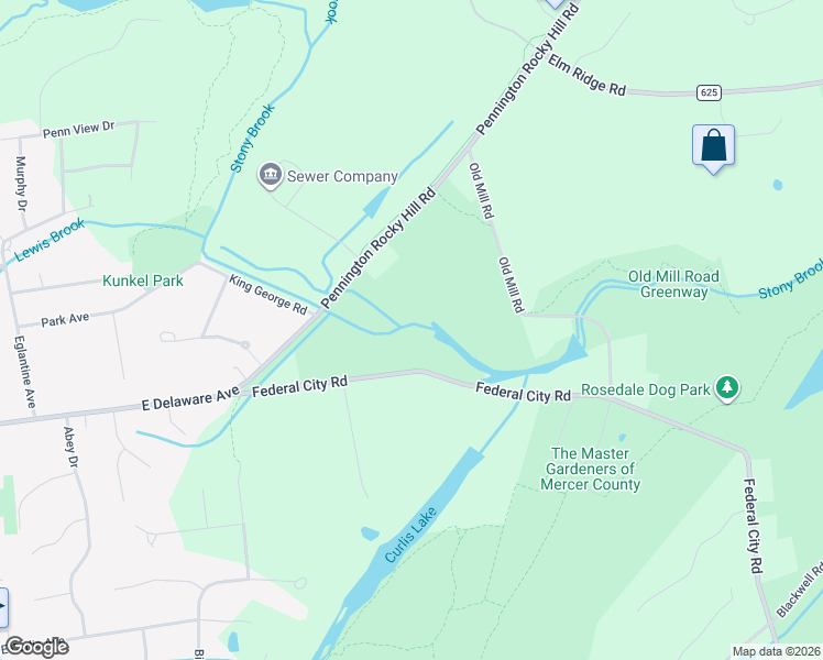 map of restaurants, bars, coffee shops, grocery stores, and more near in Hopewell Township