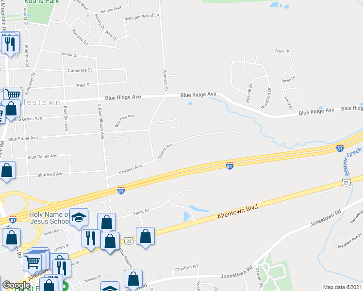 map of restaurants, bars, coffee shops, grocery stores, and more near 6403 Chelton Avenue in Harrisburg