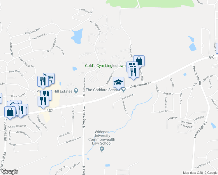 map of restaurants, bars, coffee shops, grocery stores, and more near 2704 Linglestown Road in Harrisburg