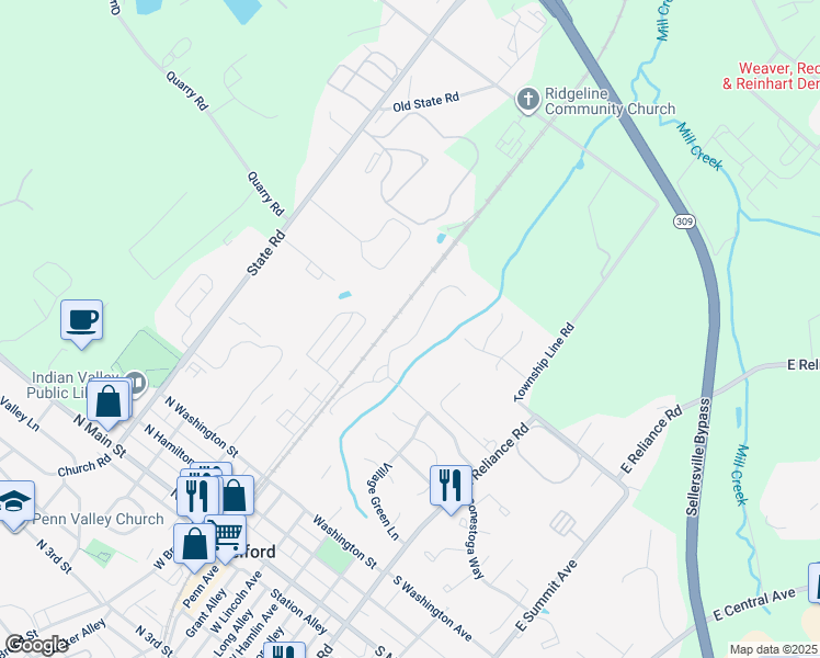 map of restaurants, bars, coffee shops, grocery stores, and more near 605 Wexford Way in Telford