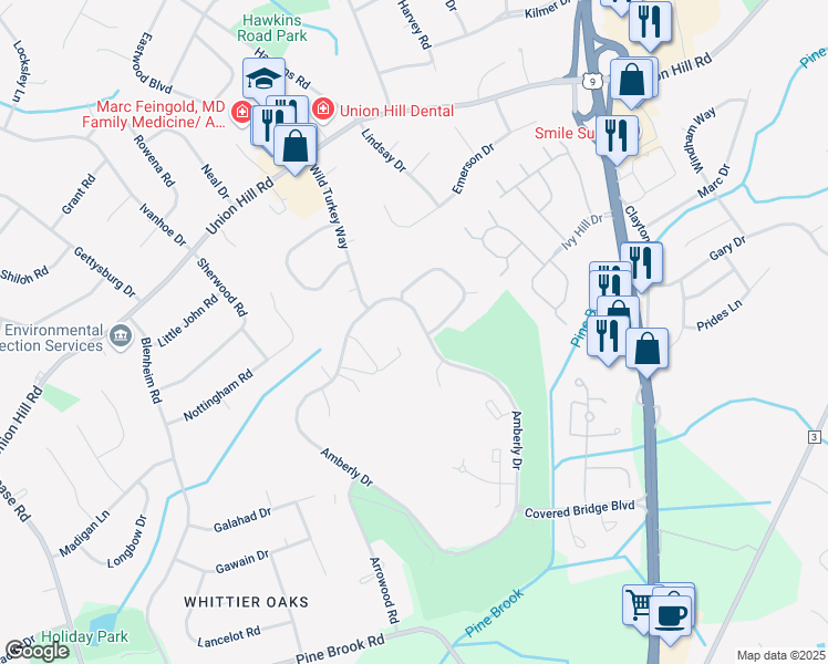 map of restaurants, bars, coffee shops, grocery stores, and more near 178 Amberly Drive in Manalapan Township