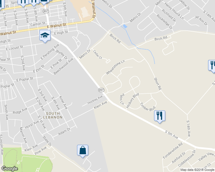 map of restaurants, bars, coffee shops, grocery stores, and more near 28 Wheatstone Lane in Lebanon