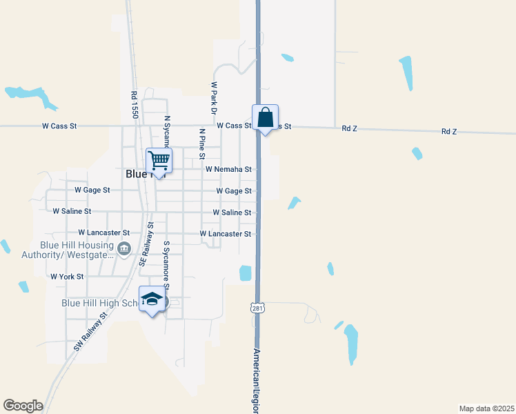 map of restaurants, bars, coffee shops, grocery stores, and more near 151-199 S Willson St in Blue Hill