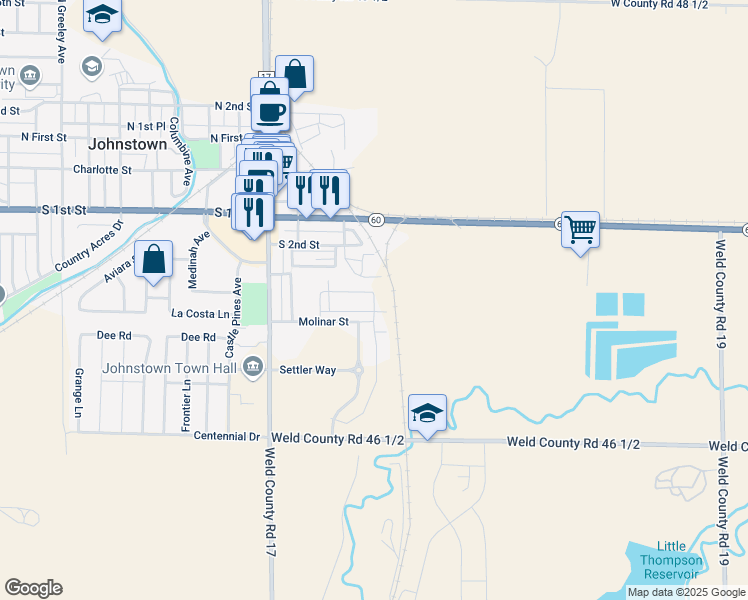 map of restaurants, bars, coffee shops, grocery stores, and more near 24 Kuner Avenue in Johnstown