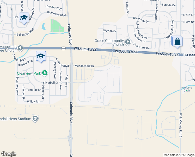 map of restaurants, bars, coffee shops, grocery stores, and more near 6086 West South 1st Street in Johnstown