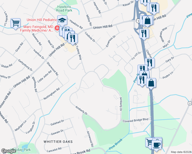map of restaurants, bars, coffee shops, grocery stores, and more near 178 Amberly Drive in Manalapan Township