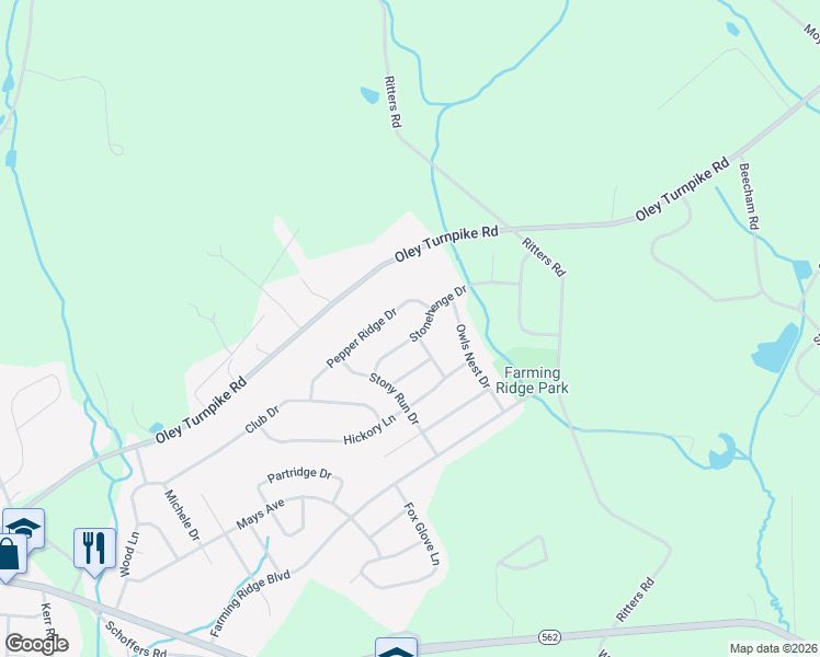 map of restaurants, bars, coffee shops, grocery stores, and more near 1113 Stonehenge Drive in Reading