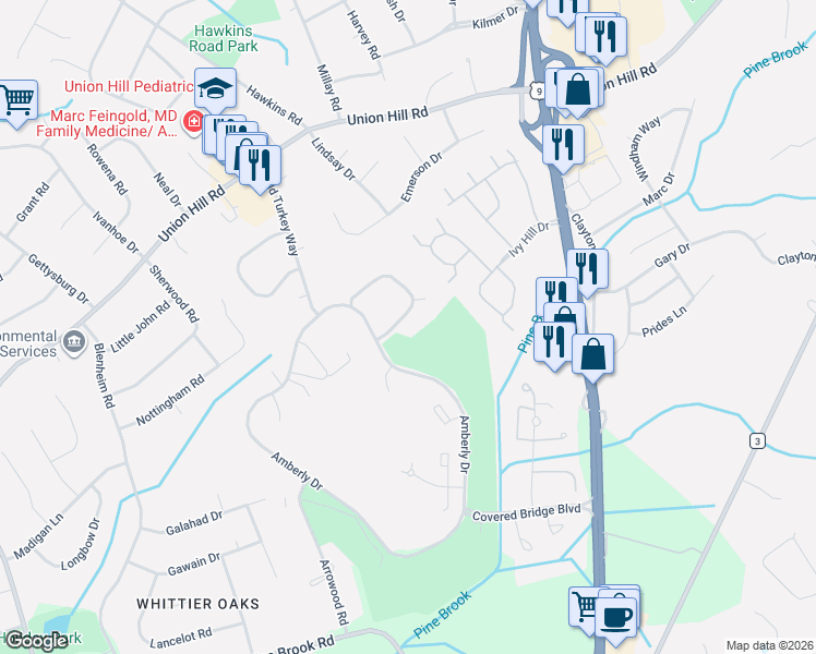 map of restaurants, bars, coffee shops, grocery stores, and more near 34 Meadow Green Circle in Manalapan Township