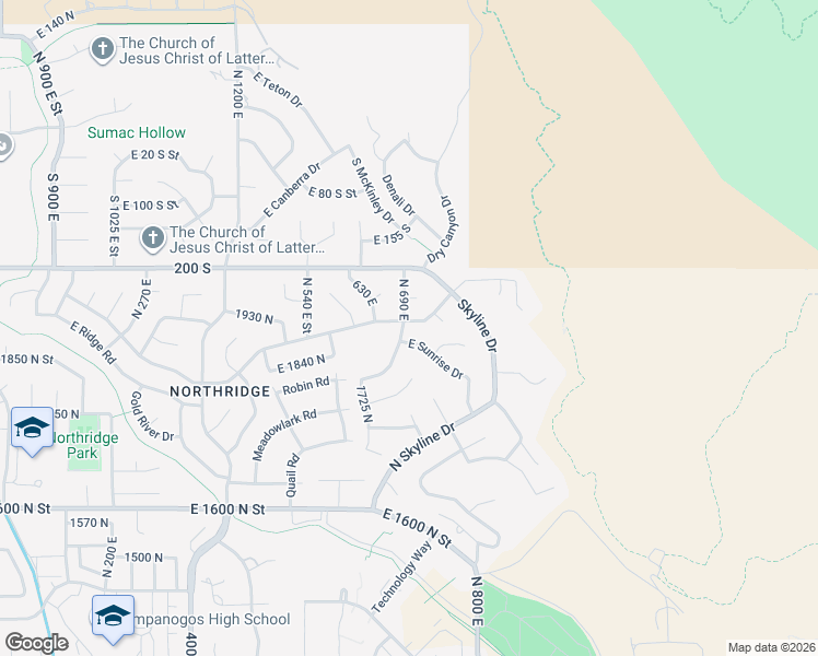 map of restaurants, bars, coffee shops, grocery stores, and more near 698 Heather Road in Orem