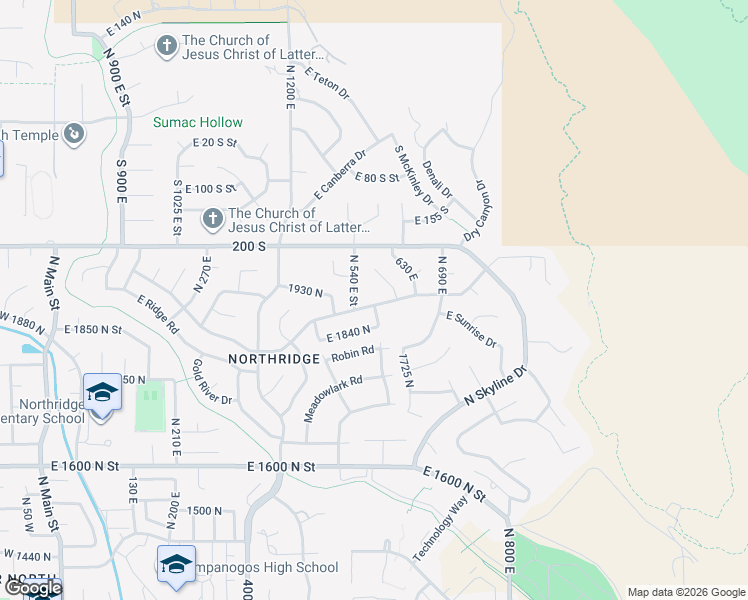 map of restaurants, bars, coffee shops, grocery stores, and more near 573 Heather Road in Orem