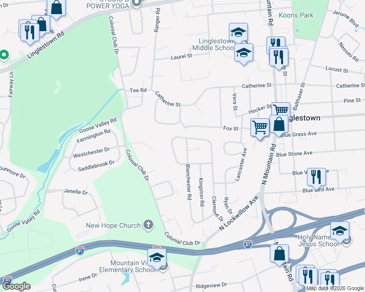 map of restaurants, bars, coffee shops, grocery stores, and more near 5572 Banbridge Drive in Harrisburg
