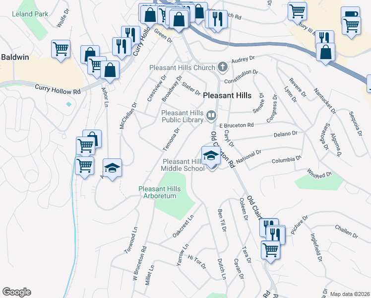 map of restaurants, bars, coffee shops, grocery stores, and more near 52 Dutch Lane in Pittsburgh