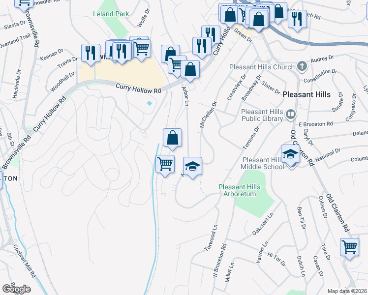 map of restaurants, bars, coffee shops, grocery stores, and more near 601 Arbor Lane in Pittsburgh