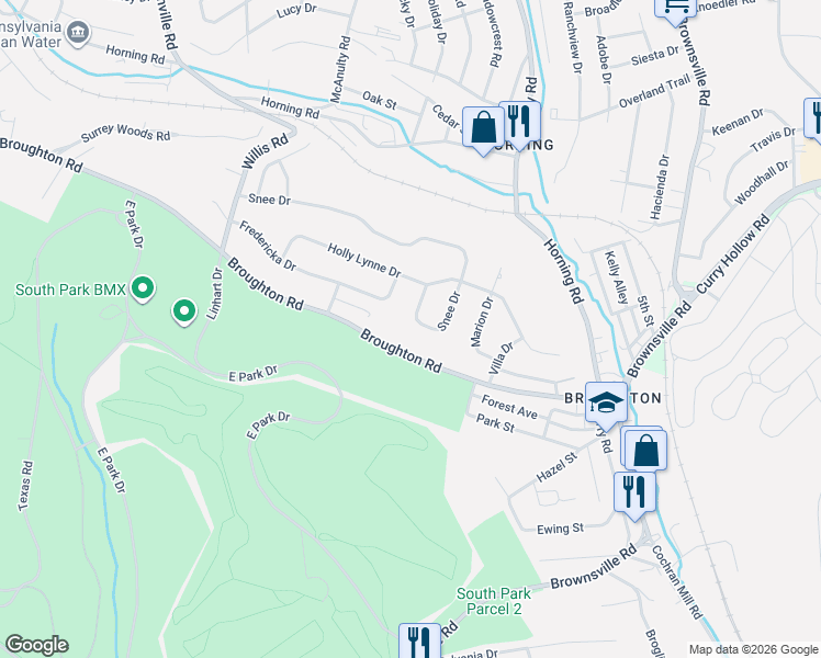 map of restaurants, bars, coffee shops, grocery stores, and more near 1385 Snee Drive in Pittsburgh
