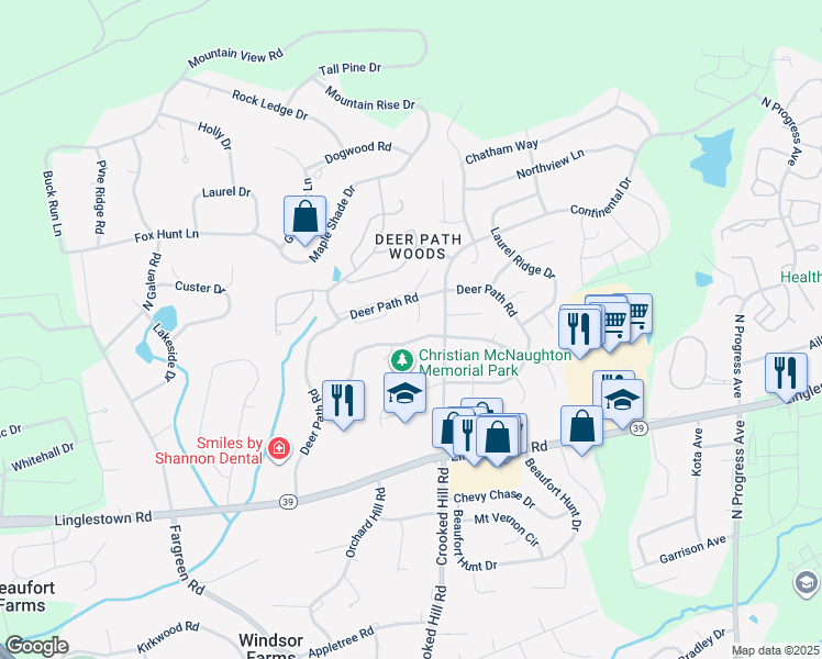 map of restaurants, bars, coffee shops, grocery stores, and more near 113 Fawn Court in Harrisburg