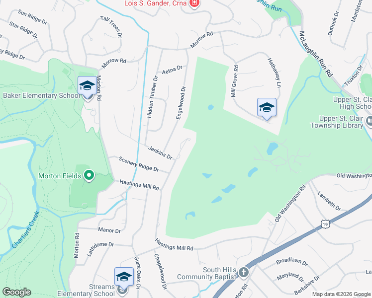 map of restaurants, bars, coffee shops, grocery stores, and more near 2343 Golfview Drive in Pittsburgh