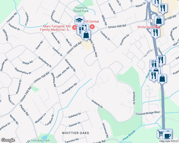 map of restaurants, bars, coffee shops, grocery stores, and more near 10 Pine Cluster Cir in Manalapan