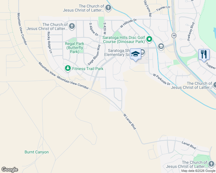 map of restaurants, bars, coffee shops, grocery stores, and more near 1588 Sage View Court in Saratoga Springs