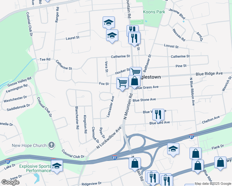 map of restaurants, bars, coffee shops, grocery stores, and more near 633 Lancaster Avenue in Harrisburg