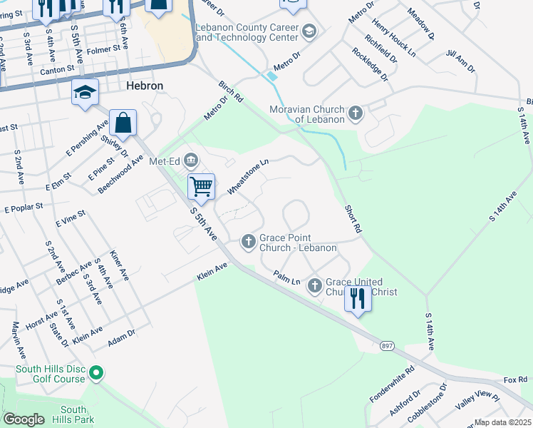 map of restaurants, bars, coffee shops, grocery stores, and more near 604 Fox Ridge Lane in Lebanon