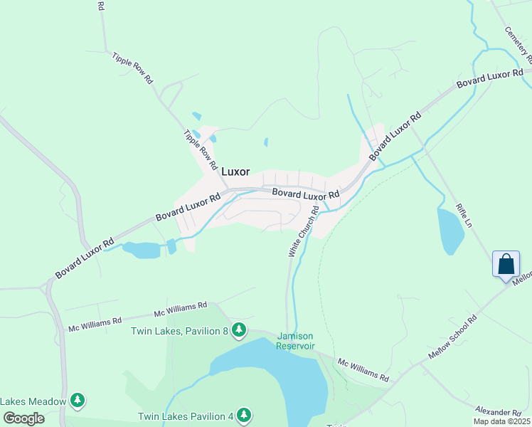 map of restaurants, bars, coffee shops, grocery stores, and more near 183 Luxor School Road in Greensburg