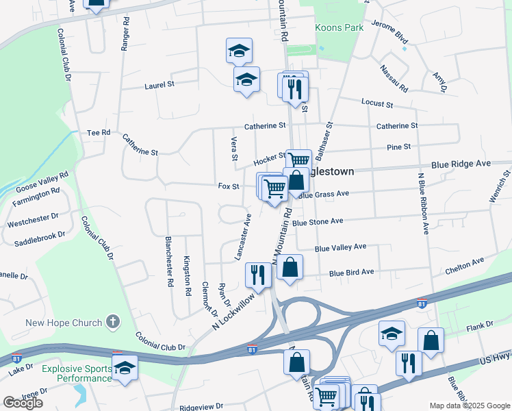 map of restaurants, bars, coffee shops, grocery stores, and more near 633 Lancaster Avenue in Harrisburg