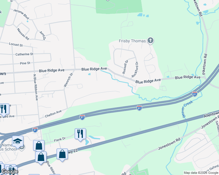 map of restaurants, bars, coffee shops, grocery stores, and more near 6427 Chelton Avenue in Harrisburg