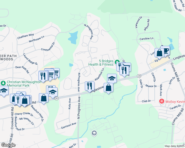 map of restaurants, bars, coffee shops, grocery stores, and more near 4561 North Progress Avenue in Harrisburg