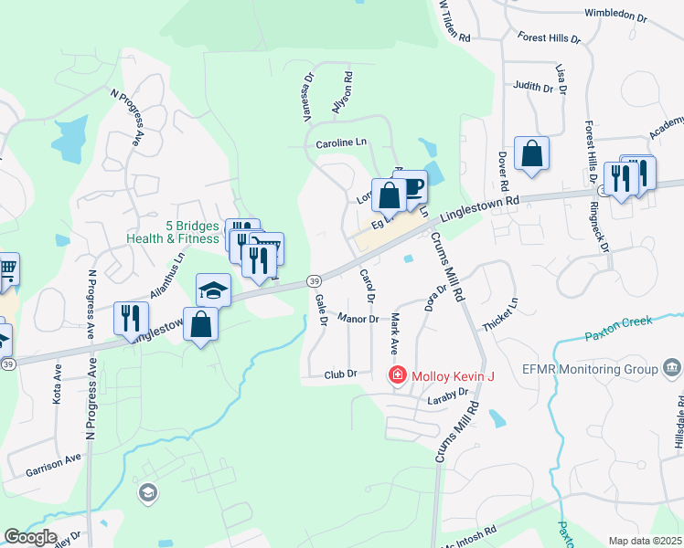 map of restaurants, bars, coffee shops, grocery stores, and more near 3821 Linglestown Rd in Harrisburg
