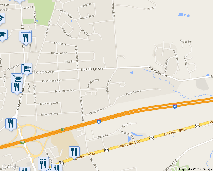 map of restaurants, bars, coffee shops, grocery stores, and more near 600 Wenrich Street in Harrisburg