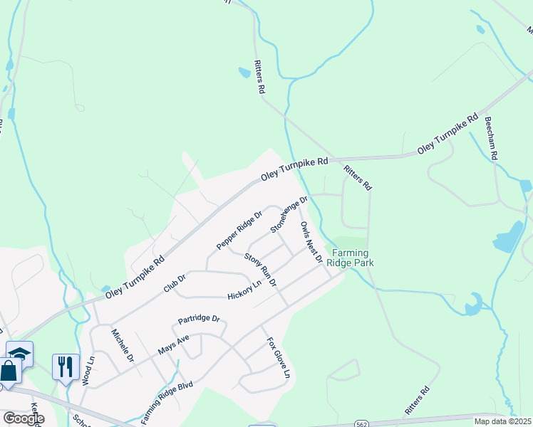 map of restaurants, bars, coffee shops, grocery stores, and more near 1118 Pepper Ridge Drive in Reading