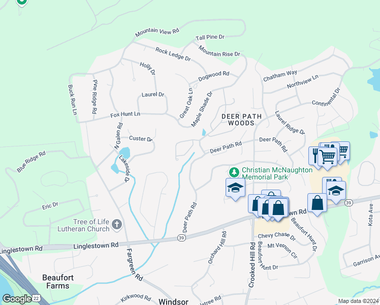 map of restaurants, bars, coffee shops, grocery stores, and more near 220 Forest Oak Lane in Harrisburg