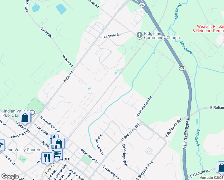 map of restaurants, bars, coffee shops, grocery stores, and more near 723 Wexford Way in Telford