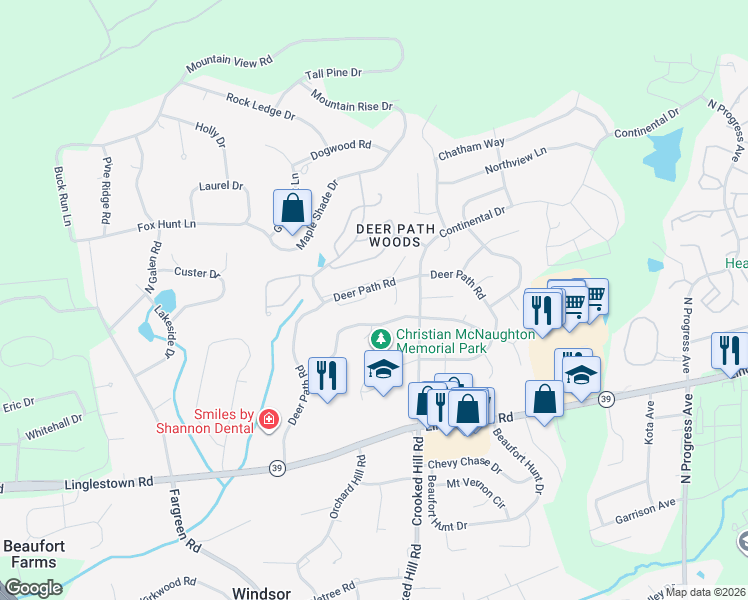map of restaurants, bars, coffee shops, grocery stores, and more near 1936 Laurel Glen Drive in Harrisburg