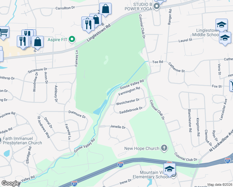 map of restaurants, bars, coffee shops, grocery stores, and more near 4970 Farmington Road in Harrisburg