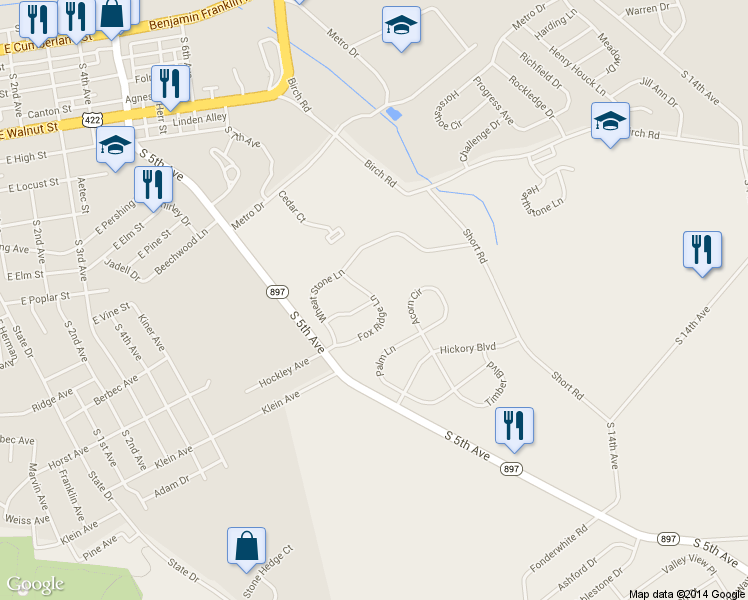 map of restaurants, bars, coffee shops, grocery stores, and more near 209 Wheatstone Ln in Lebanon