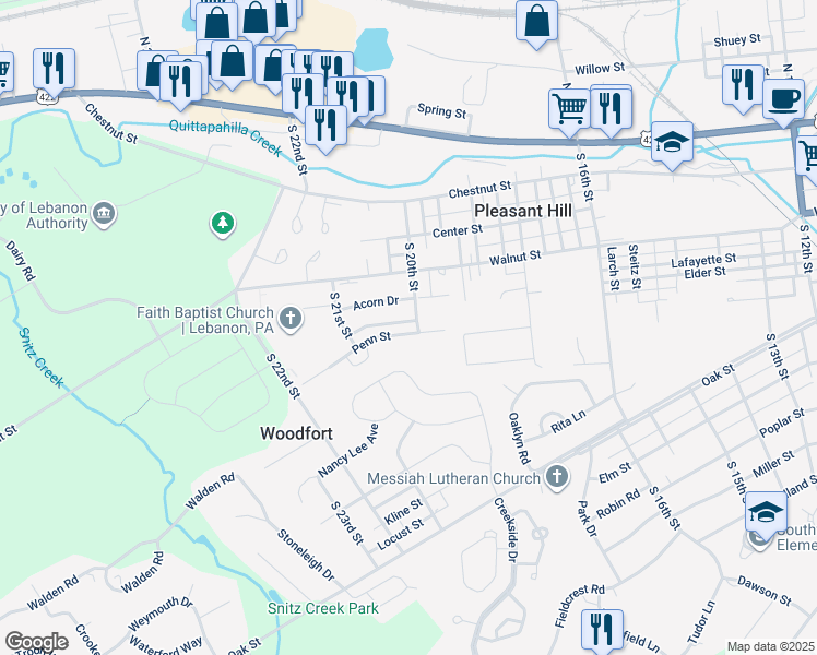 map of restaurants, bars, coffee shops, grocery stores, and more near 2004 Greystone Drive in Lebanon