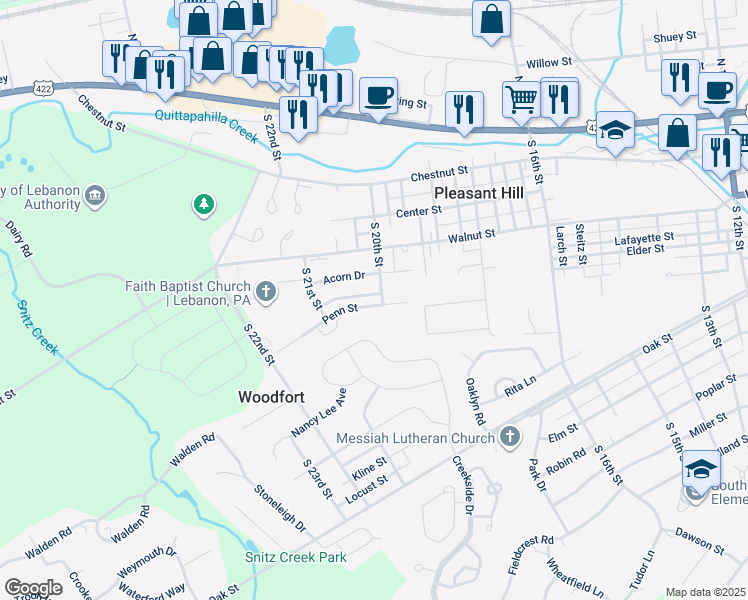 map of restaurants, bars, coffee shops, grocery stores, and more near 2004 Greystone Drive in Lebanon