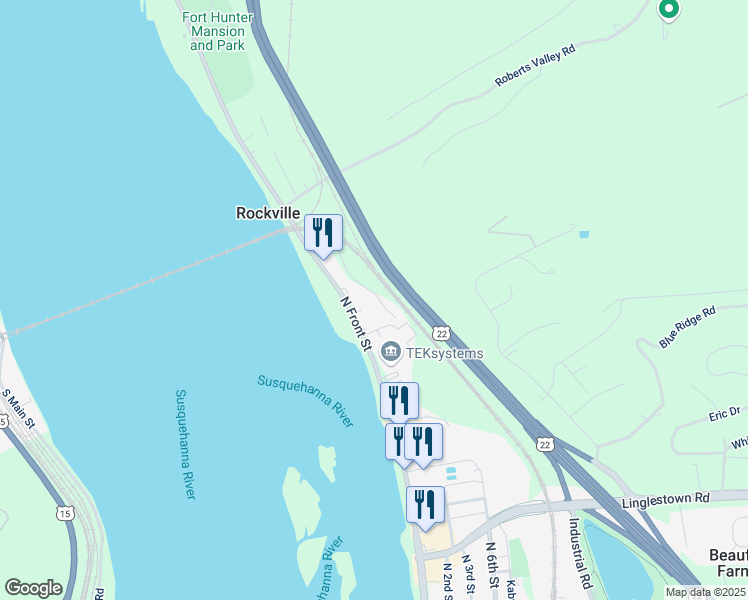 map of restaurants, bars, coffee shops, grocery stores, and more near 4742 Tuscarora Street in Harrisburg