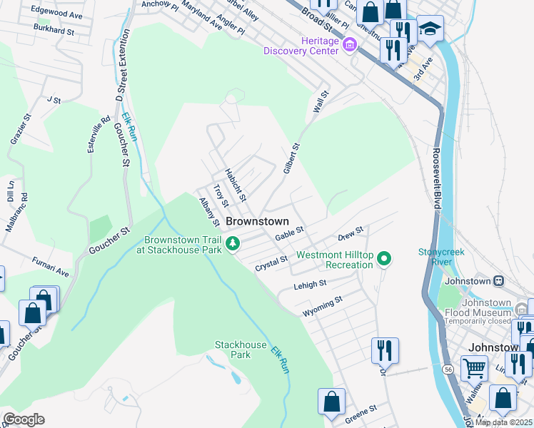 map of restaurants, bars, coffee shops, grocery stores, and more near in Cambria County